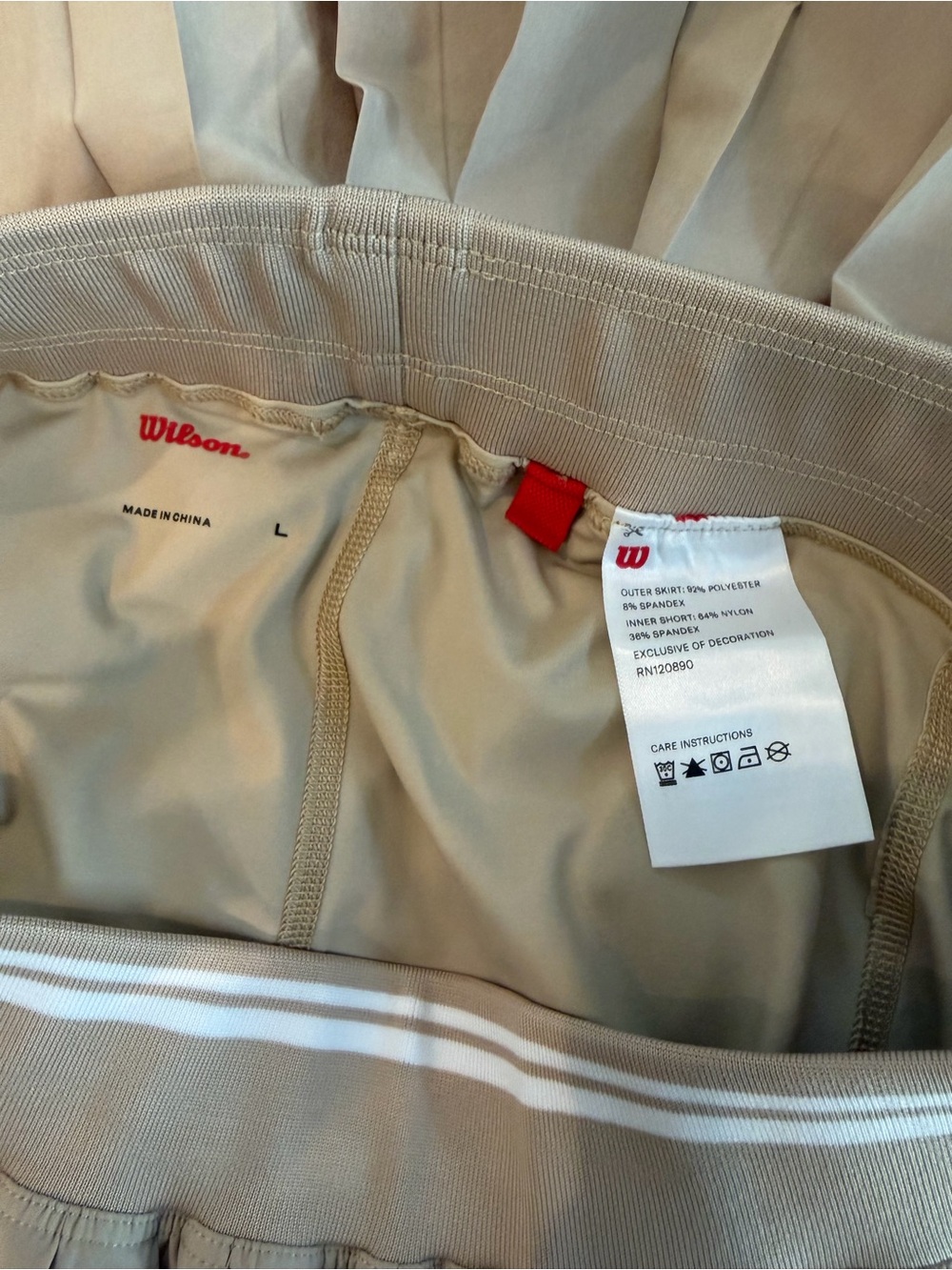 Wilson Pleated Tan Women's Skirt with Striped Waistband. Like New! - Picture 3 of 4